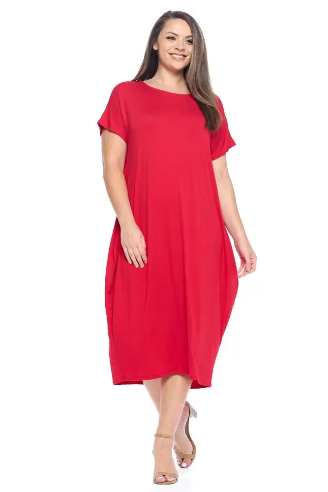 Navy Plus Size Cocoon Maxi Dress with Dolman Sleeves - Women > Dresses