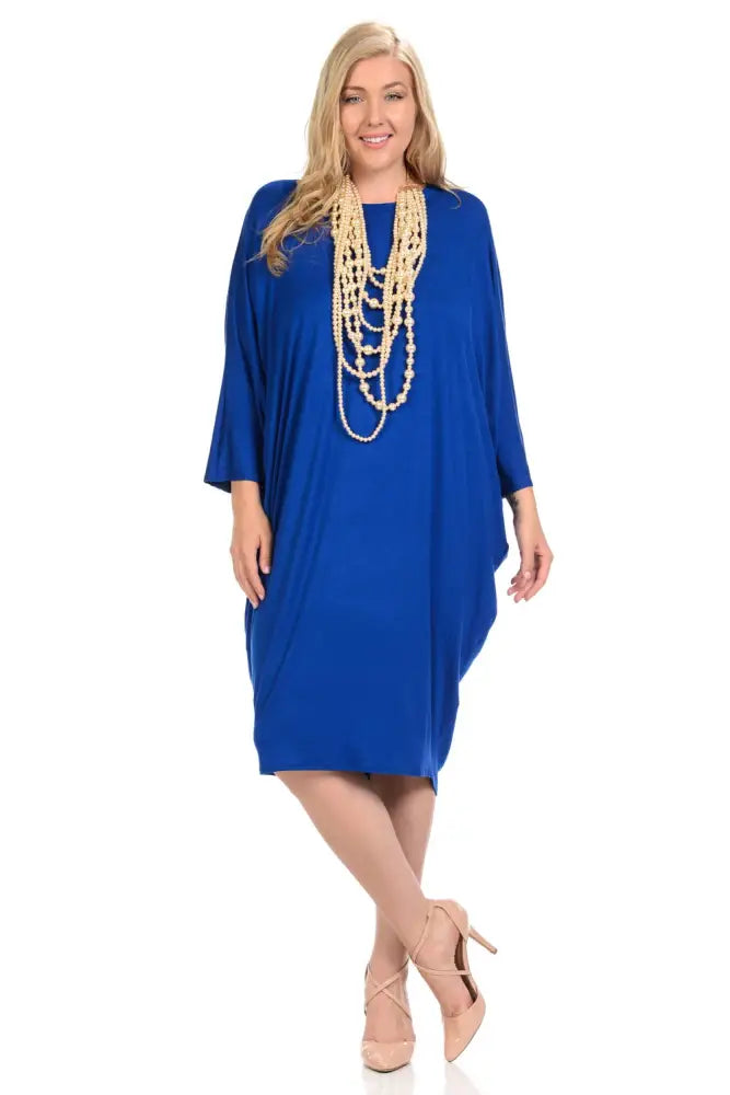 Olive Plus Side Draped Dolman Sleeves Dress - Women > Dresses