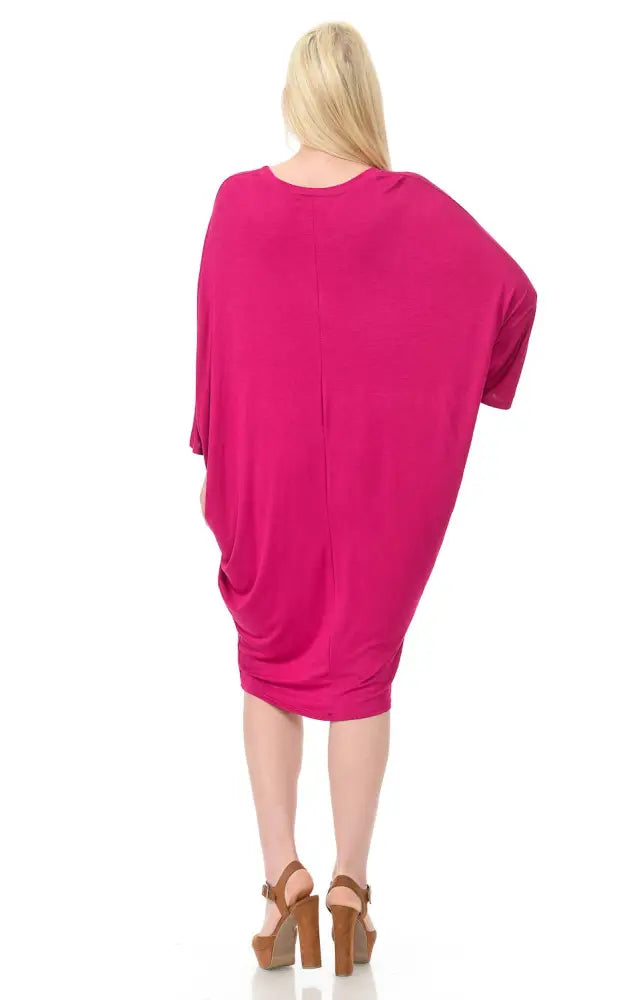 Olive Plus Side Draped Dolman Sleeves Dress - Women > Dresses