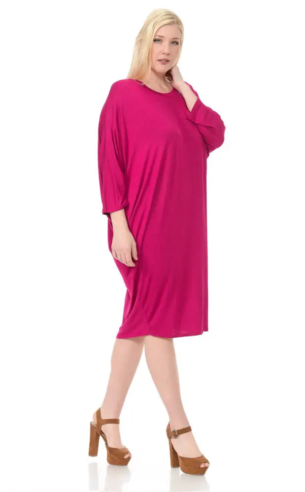 Olive Plus Side Draped Dolman Sleeves Dress - Women > Dresses