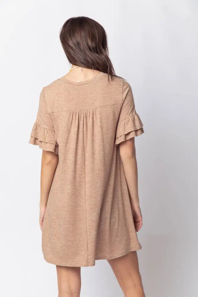 Orange French Terry Pocket Tee Shirt Dress - Women > Dresses