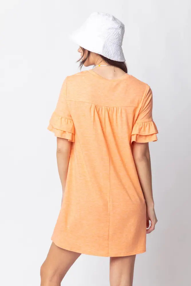Orange French Terry Pocket Tee Shirt Dress - Women > Dresses