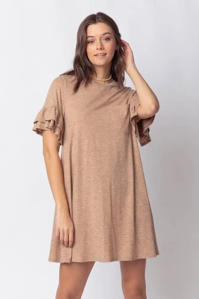 Orange French Terry Pocket Tee Shirt Dress - Women > Dresses