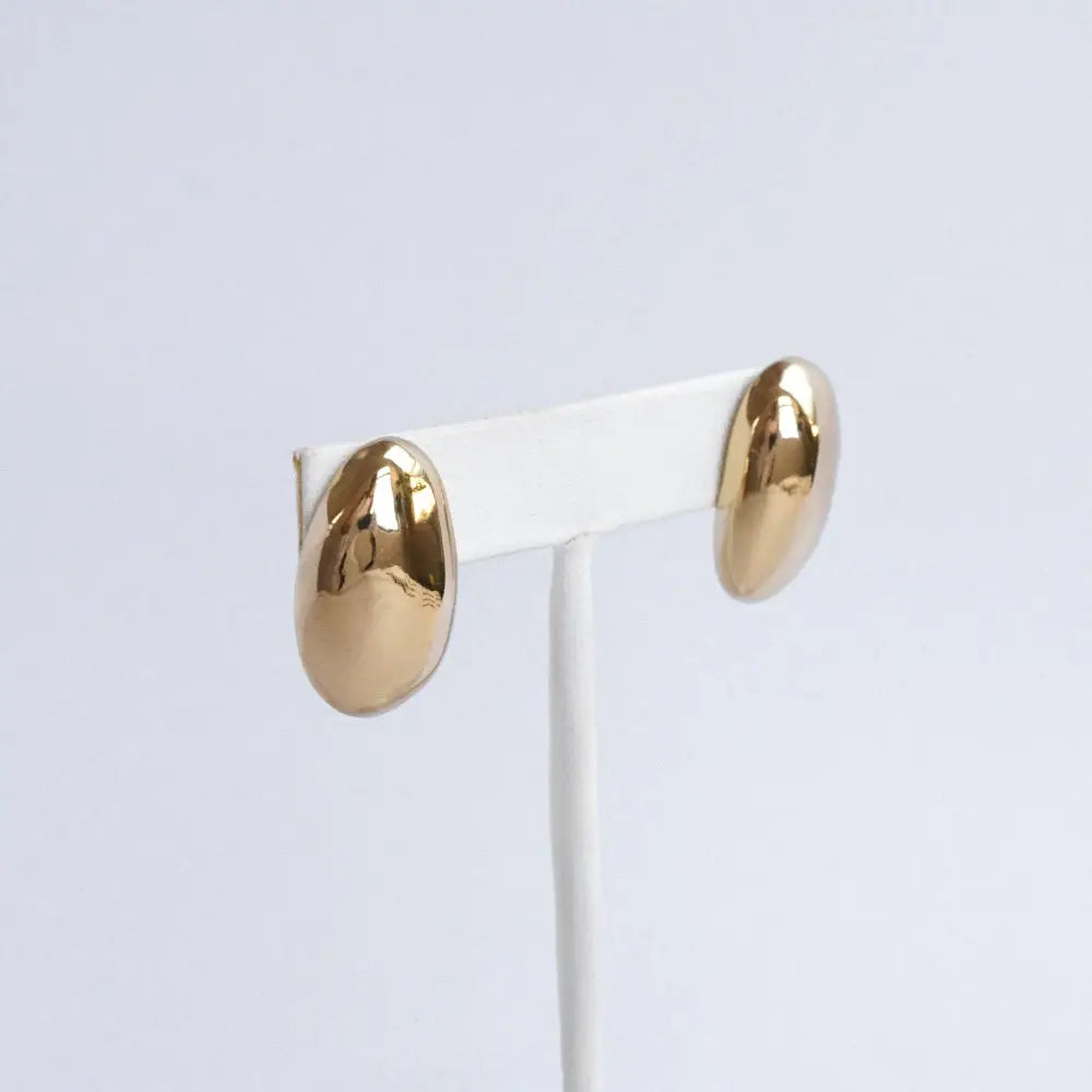 Organic Raw Oval Earrings - Gold & Silver Tone: Gold Tone