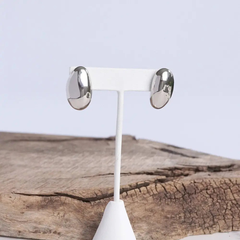 Organic Raw Oval Earrings - Gold & Silver Tone: Gold Tone