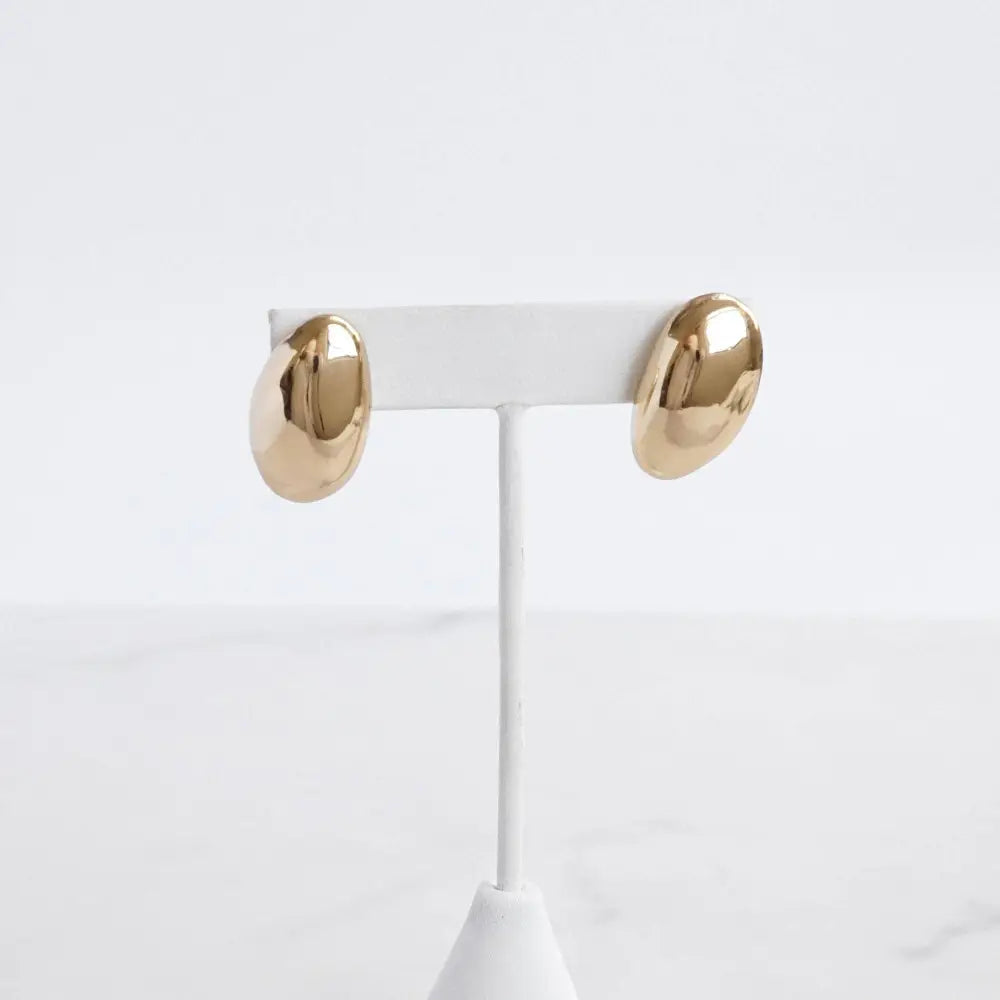 Organic Raw Oval Earrings - Gold & Silver Tone: Gold Tone