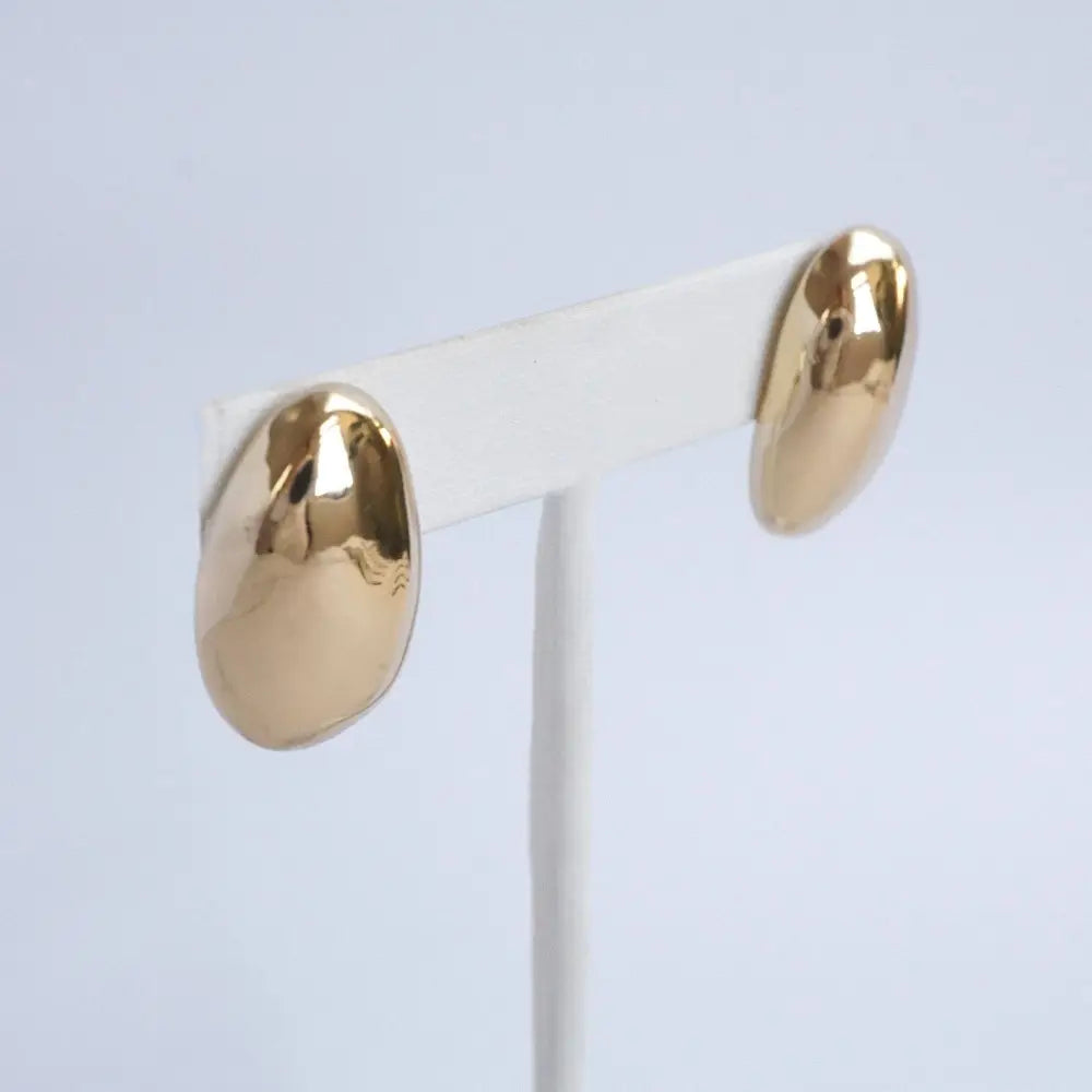 Organic Raw Oval Earrings - Gold & Silver Tone: Gold Tone