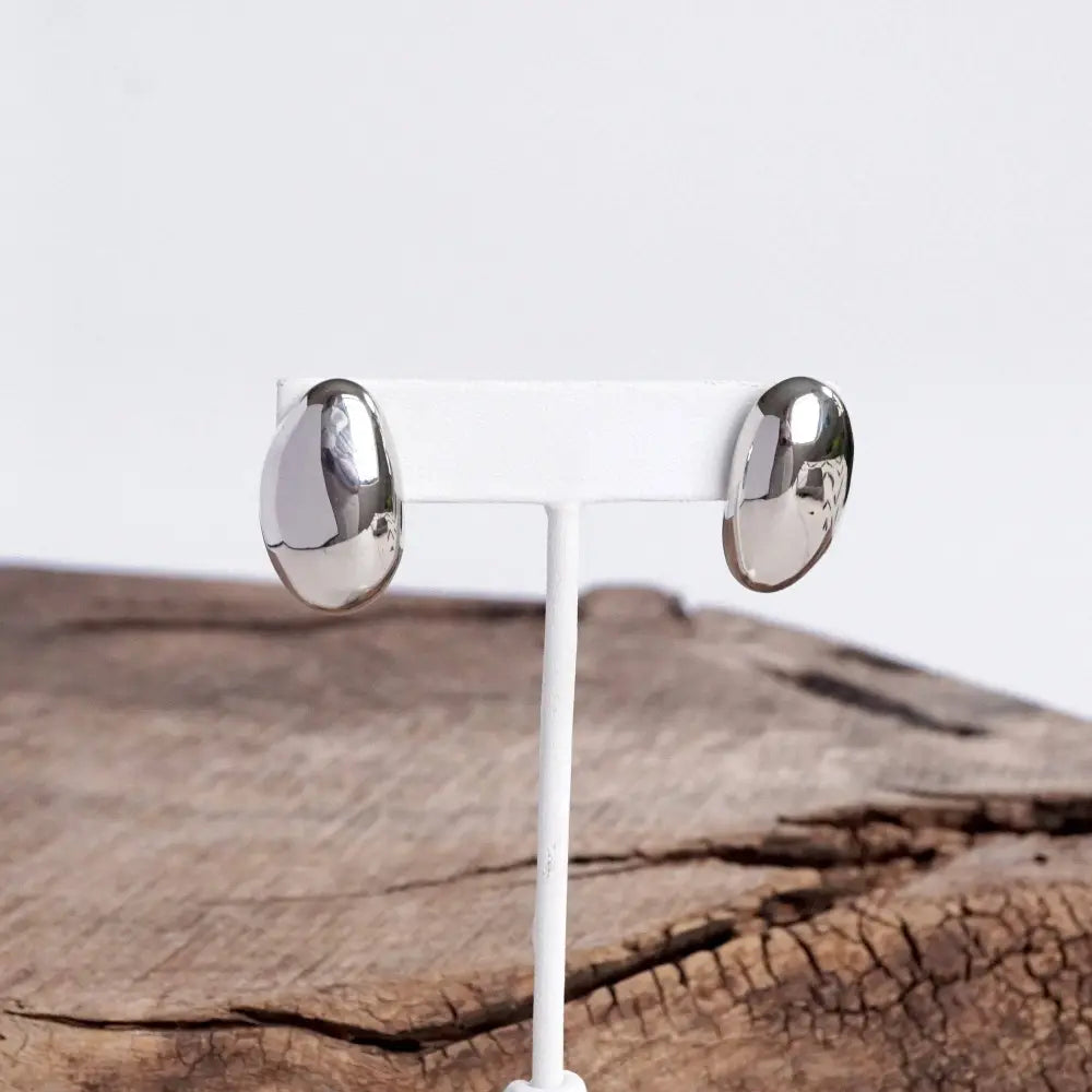 Organic Raw Oval Earrings - Gold & Silver Tone: Gold Tone