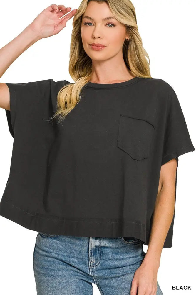 Oversized Boxy Top - Black - Women > Tops