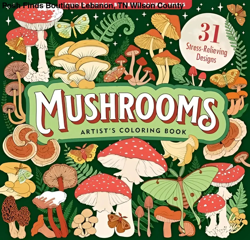 Peter Pauper Press Mushrooms Adult Coloring Book, Pack of 1 - Posh Finds