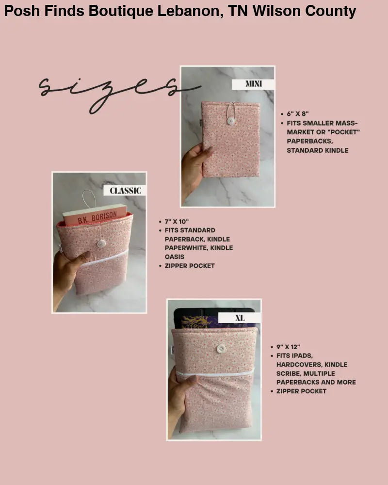 PINK COQUETTE LIBRARY book sleeve: Button / Classic - Posh Finds