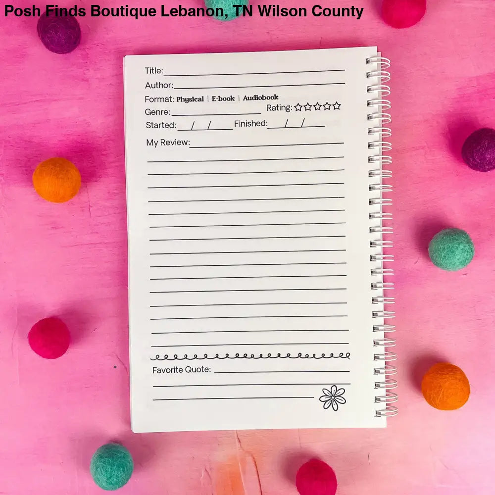 Pink Floral Book Review Journal - Posh Finds