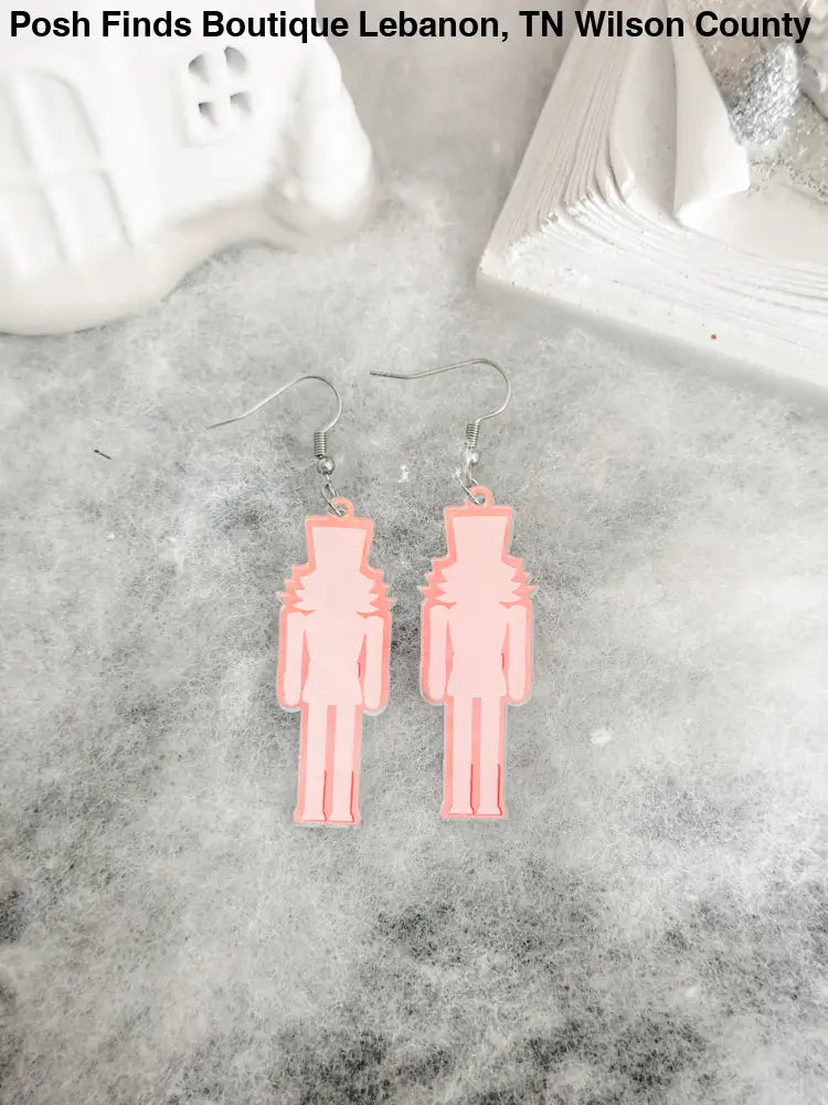Pink Hologram Nutcracker Dangle Earrings - Posh Finds