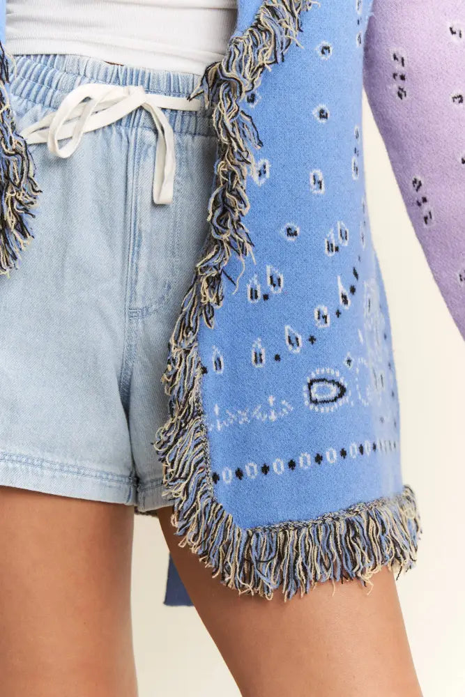 PLUS PAISLEY PRINT CONTRAST CARDIGAN - Posh Finds