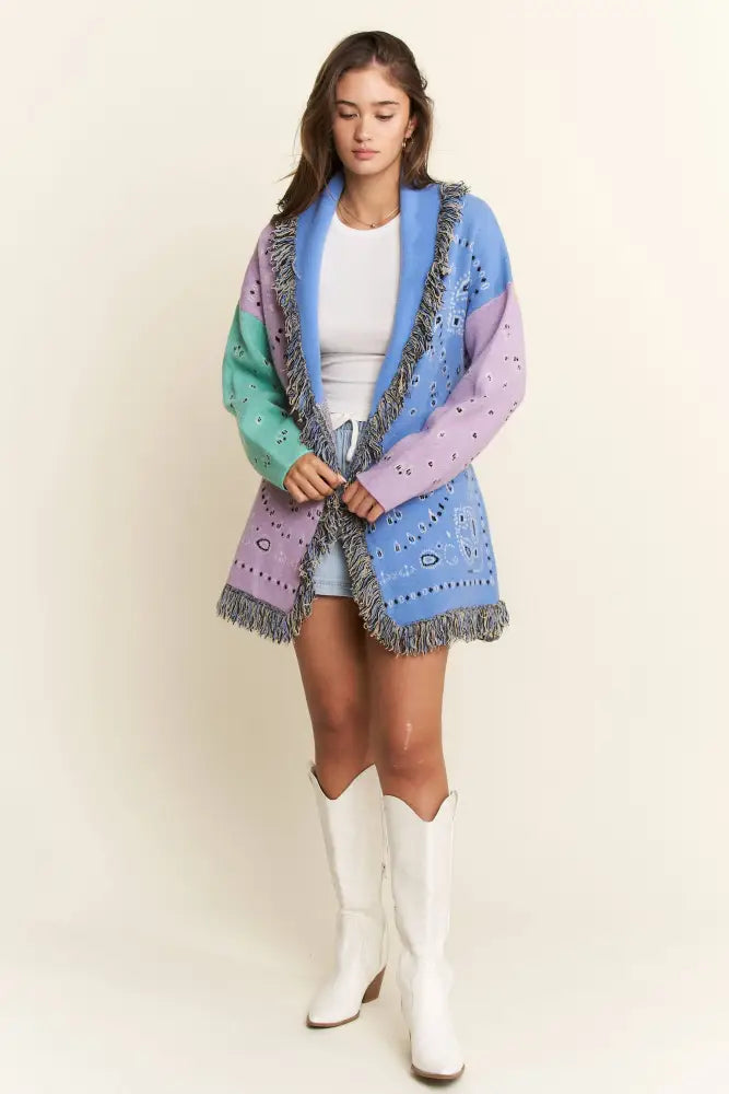 PLUS PAISLEY PRINT CONTRAST CARDIGAN - Posh Finds