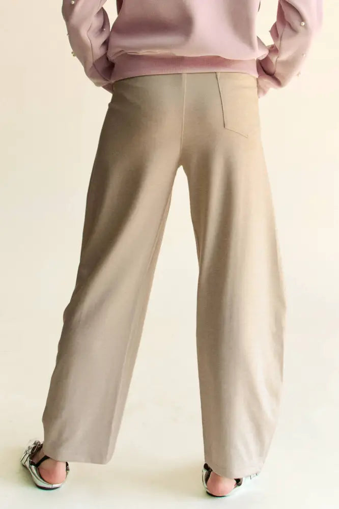 PULL ON LONG BARREL PANTS Khaki - Posh Finds