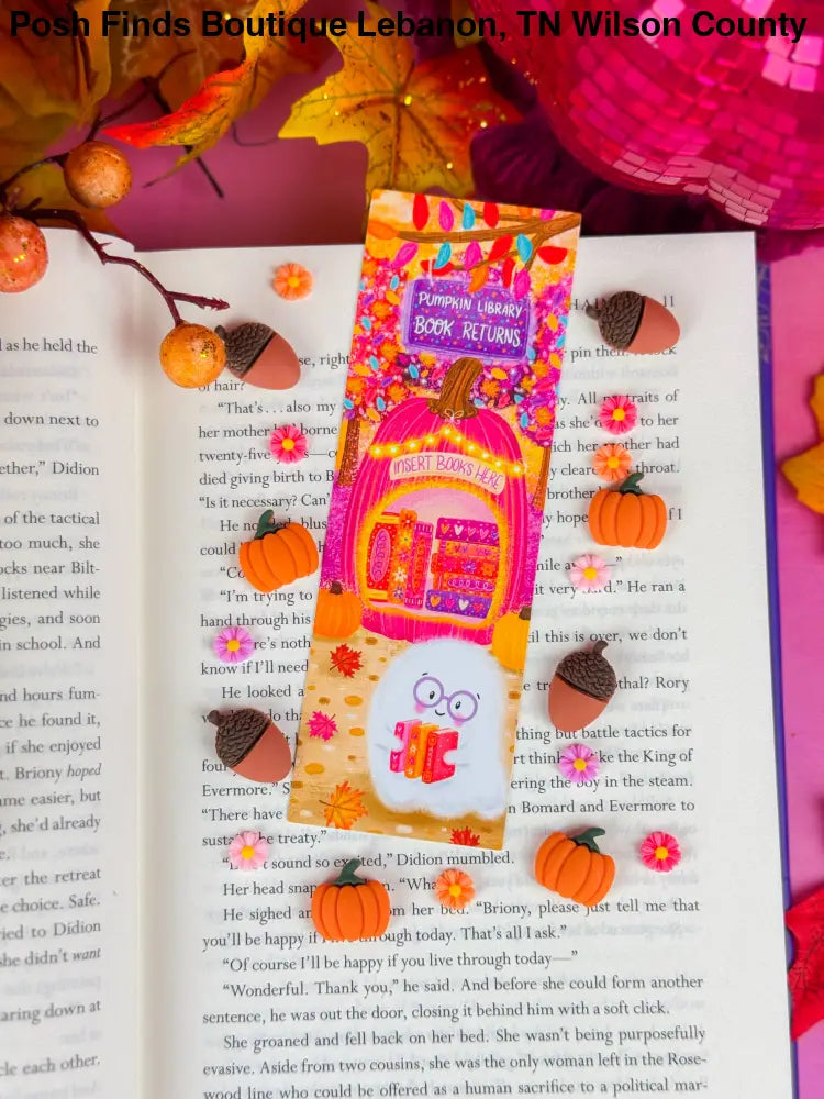 Pumpkin Library Book Returns Bookmark: Laminated - Posh Finds