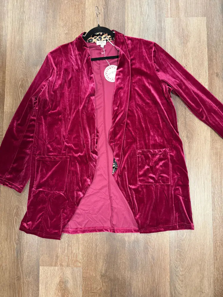 Raspberry Velvet Open Cardigan - Posh Finds