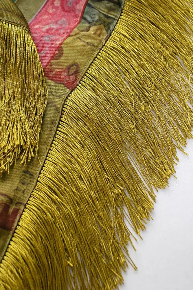 Satin Print Tassel Fringe Scarf - Accessories