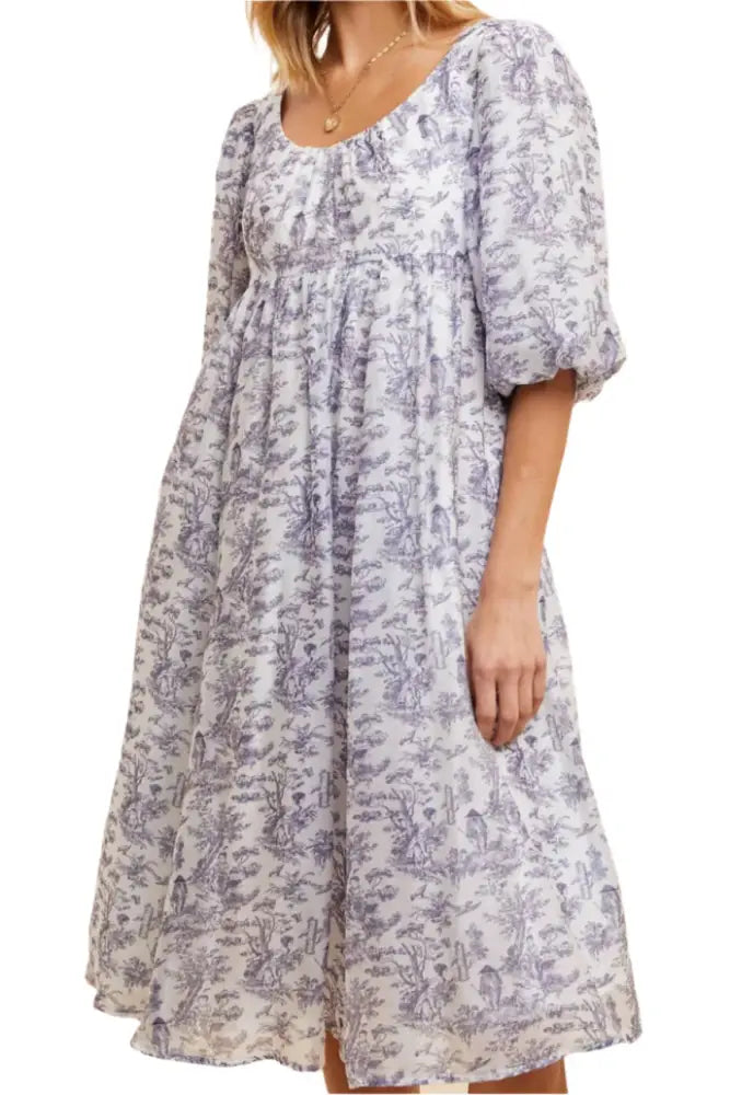 SCOOP NECK TOILE MIDI DRESS: MIDNIGHT NAVY - Posh Finds