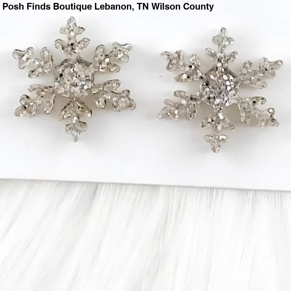 Silver Glittery Snowflake Stud Earrings - Posh Finds