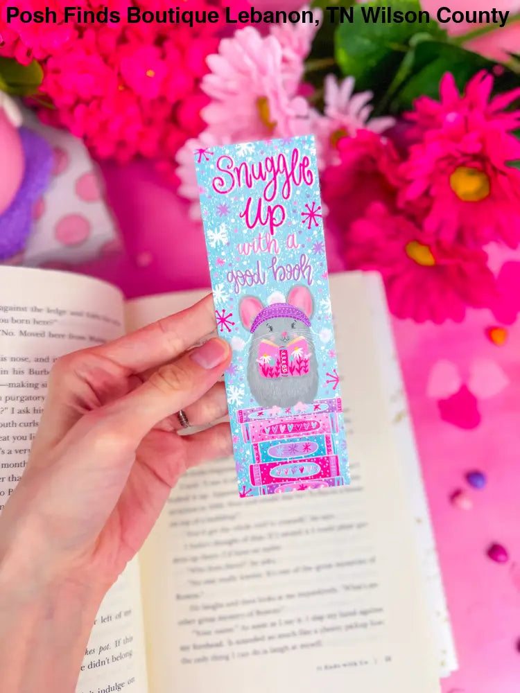 Snuggle Up With a Good Book Winter Mouse Bookmark: Laminated - Posh Finds