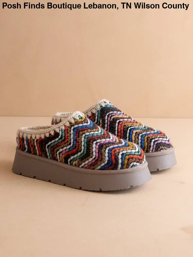 The Brandi Multi Platform Cozy Mule Slipper: MULTI - Posh Finds