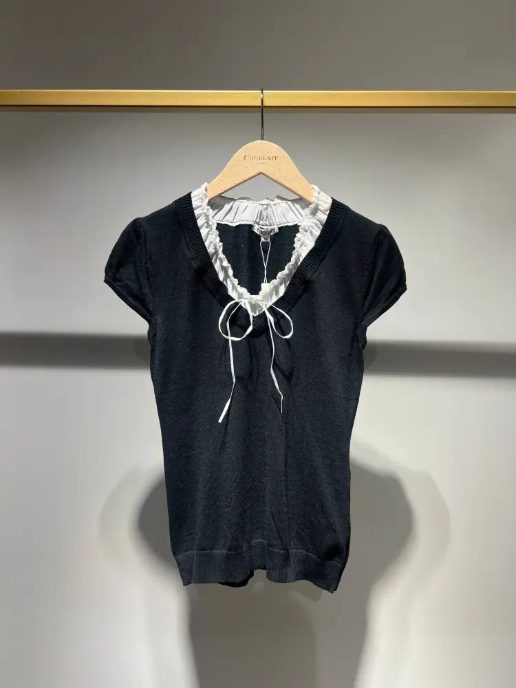 Top 2 in 1 lace collar Grey Shirt - Posh Finds
