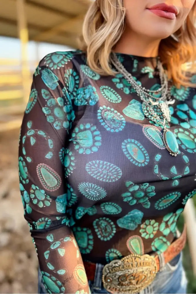 Turquoise Mesh Top - Posh Finds