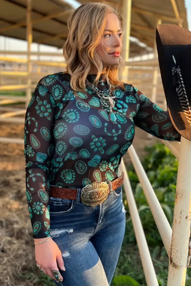 Turquoise Mesh Top - Posh Finds