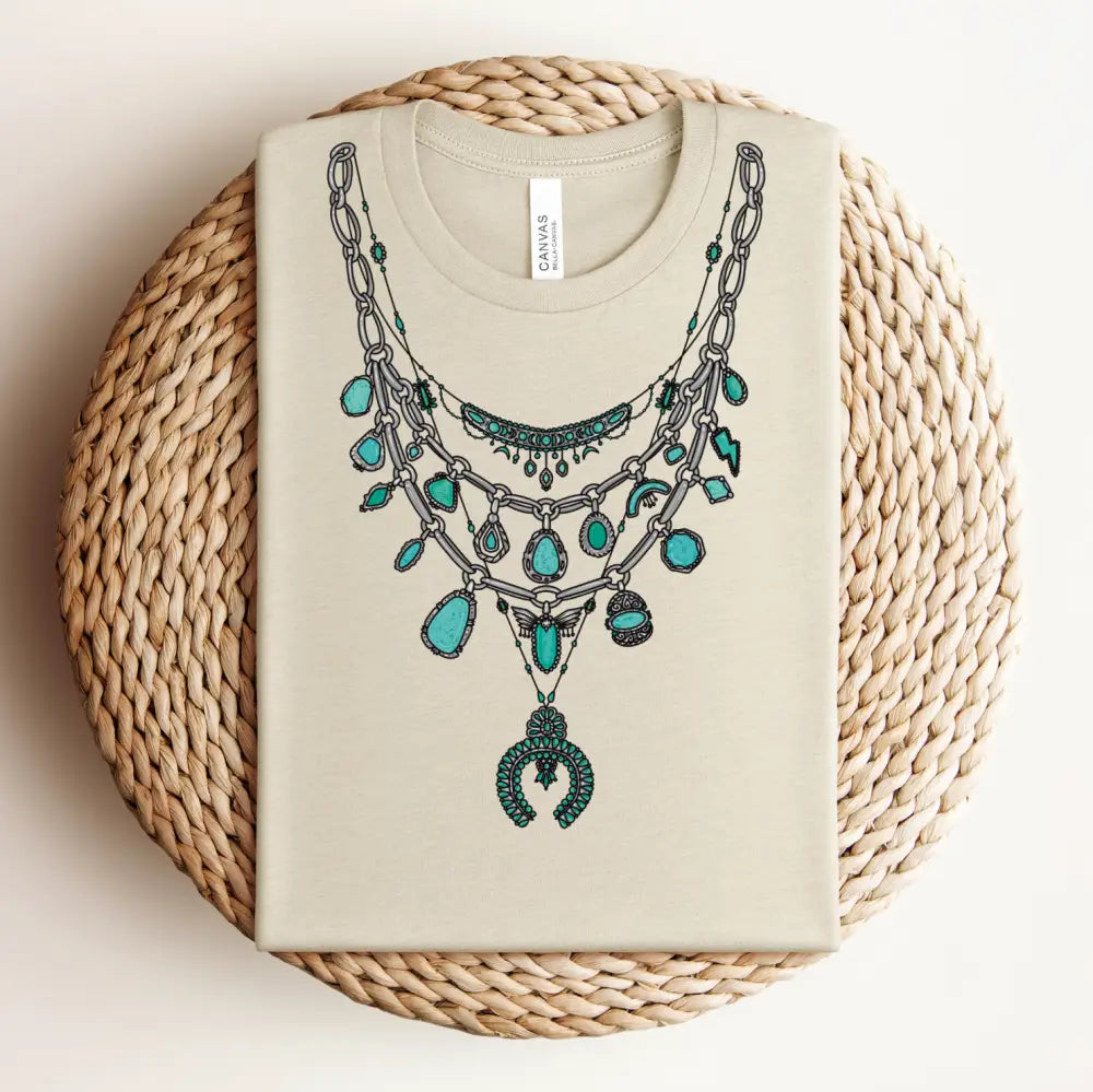 Western Turquoise Graphic T-shirt Top in White - Posh Finds