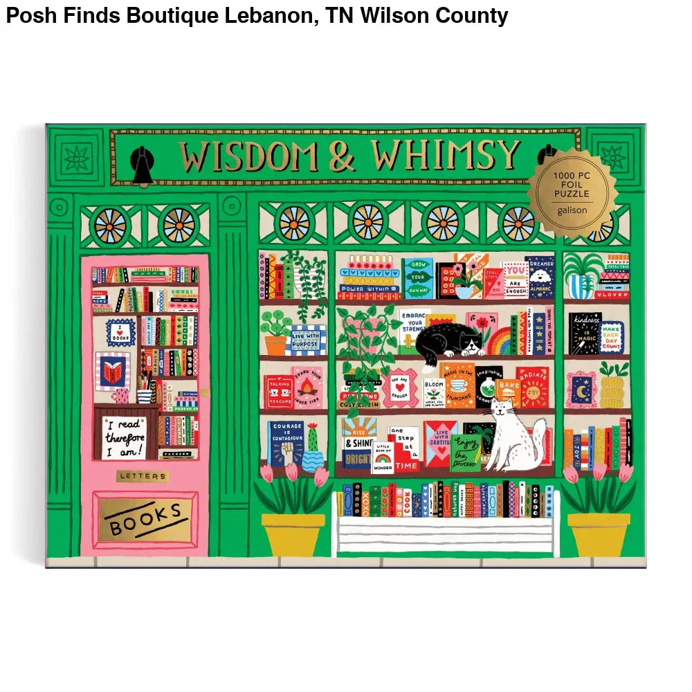 Wisdom & Whimsy Bookshop 1000 Piece Foil Puzzle