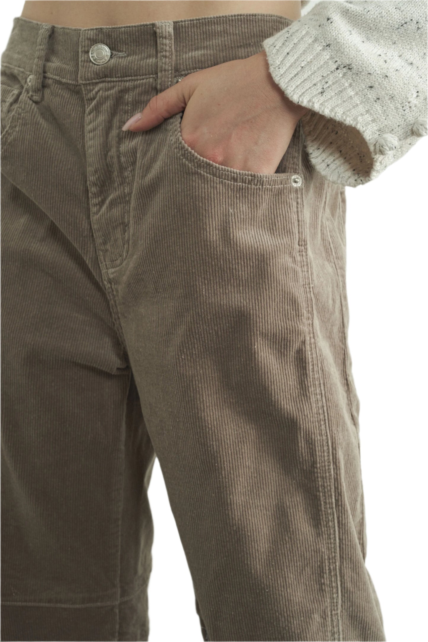 CORDUROY SLOUCHY RELAX FIT PANTS IN MOSS