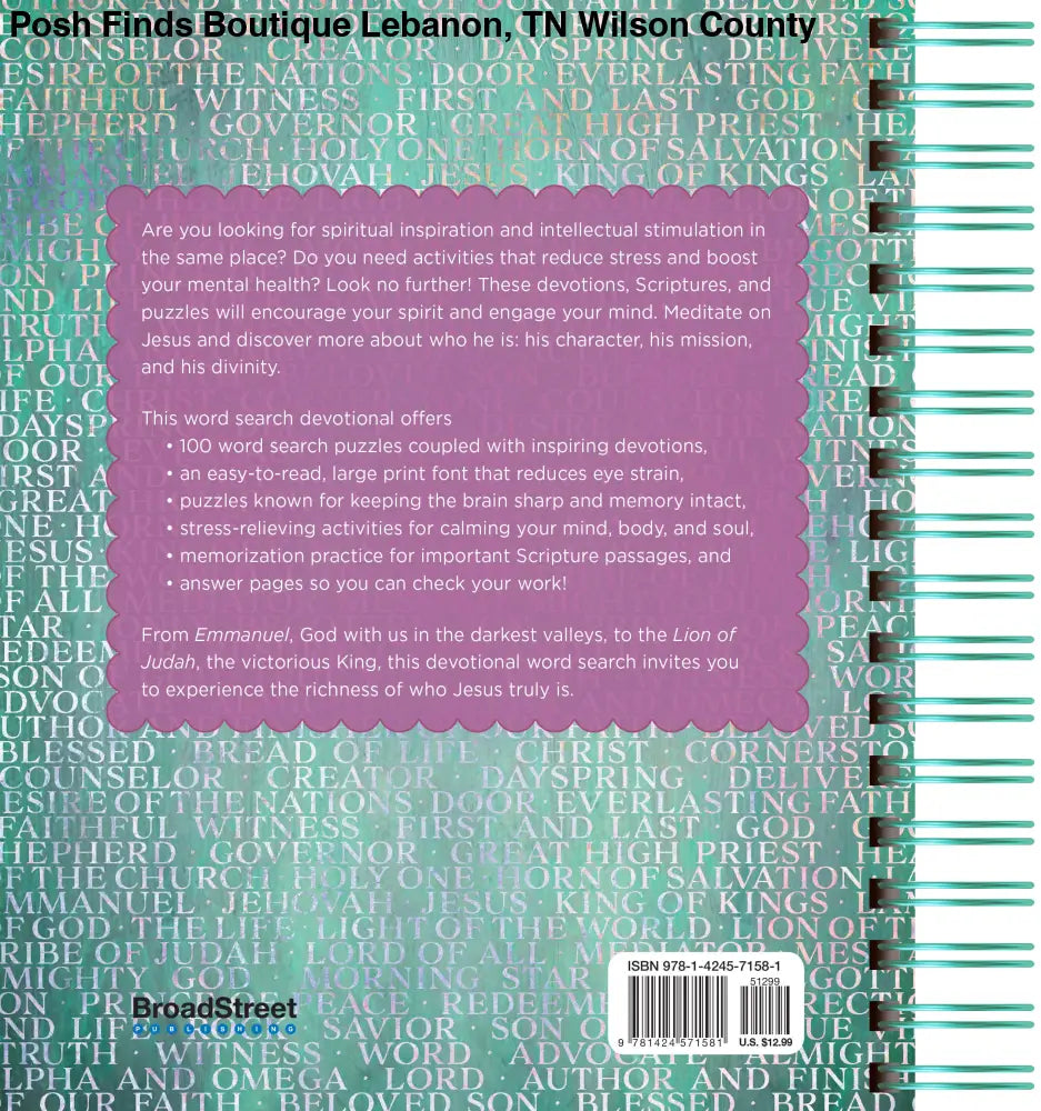 100 Meditations on the Names of Jesus Word Search Devotional - Posh Finds