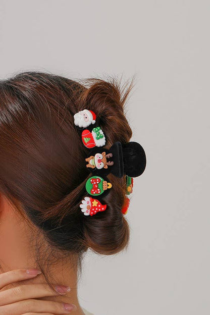 CHRISTMAS HOLIDAY HAIR CLAW CLIPS BROWN or BLACK