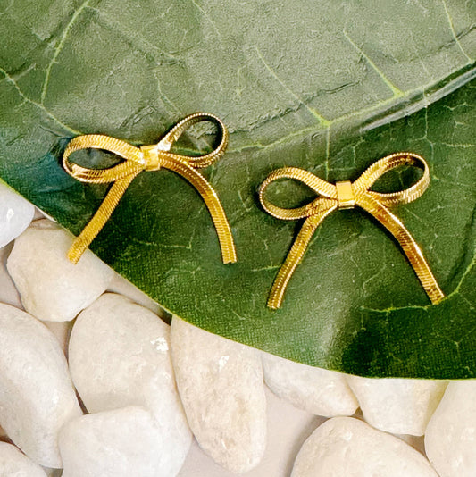 Herringbone Chain Bow Earrings - Posh Finds