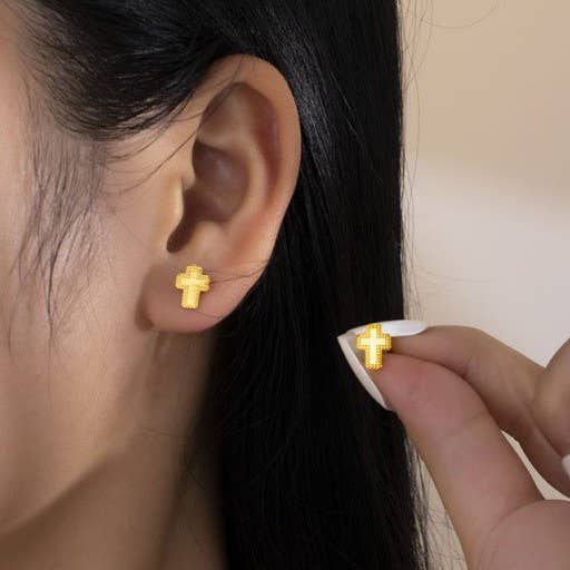 18K Gold Plated CROSS EARRINGS - Posh Finds