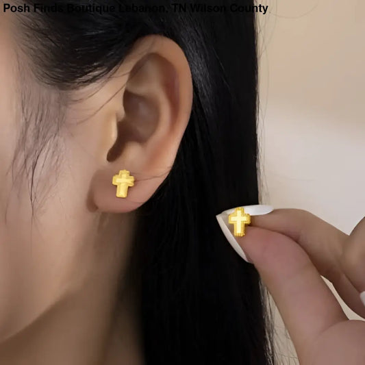 18K Gold Plated CROSS EARRINGS - Posh Finds