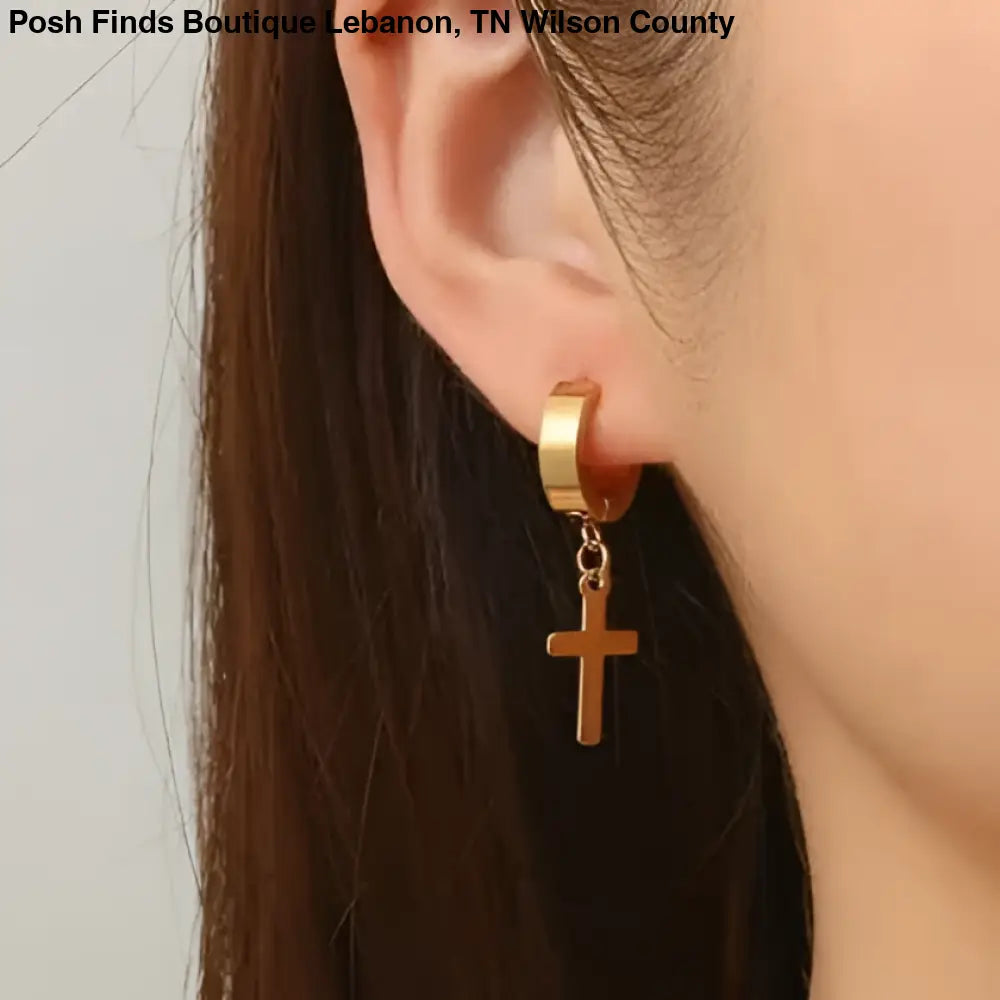18K Plated CROSS EARRINGS - Posh Finds