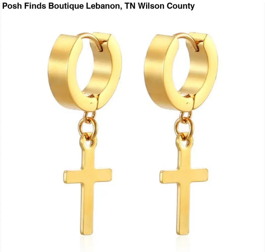 18K Plated CROSS EARRINGS - Posh Finds
