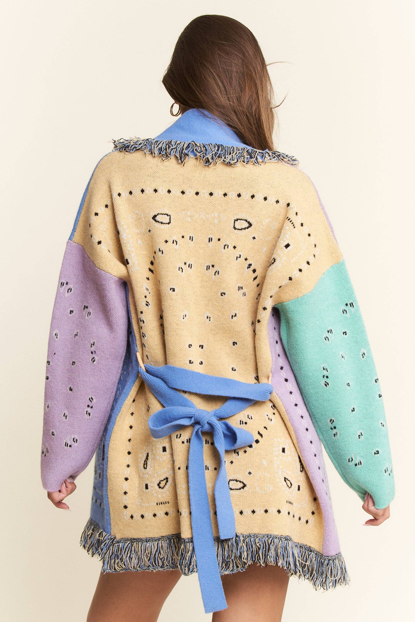 PLUS PAISLEY PRINT CONTRAST CARDIGAN