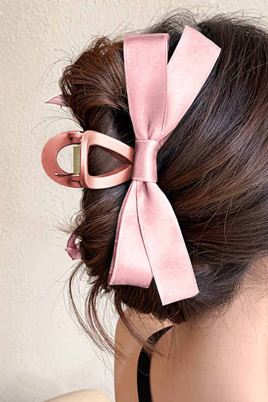 Bow Decor Large Hair Claw Clip: Pink