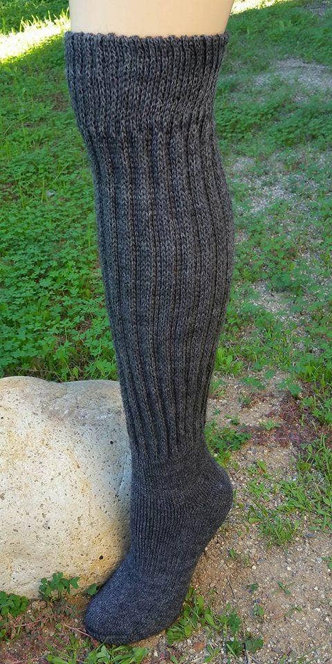 Knee-Hi Alpaca Socks: Beige / Large