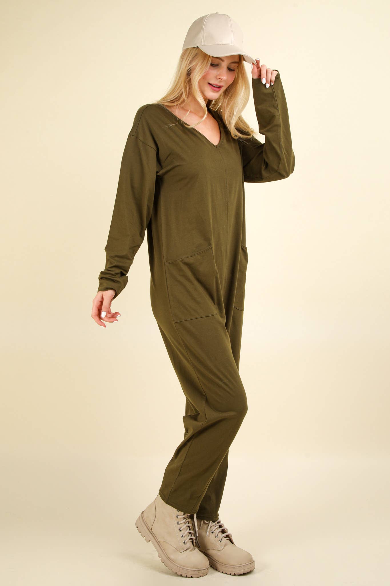 NP70679X-PLUS SIZE Solid Knit Baggy Comfy Jumpsuit: DENIM / 1XL-2XL-3XL/3-2-1