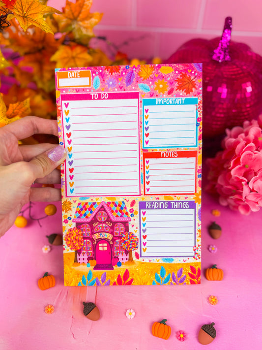 Fall Bookshop Daily Planner Notepad