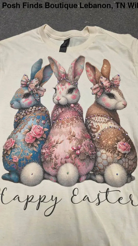 3 Bunnies: T-Shirt with Rhinestones - Posh Finds