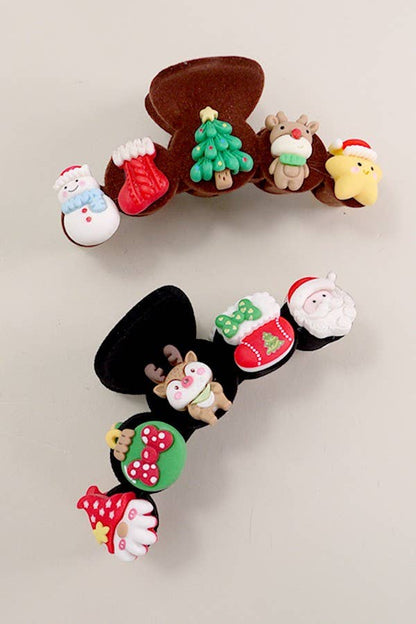 CHRISTMAS HOLIDAY HAIR CLAW CLIPS BROWN or BLACK