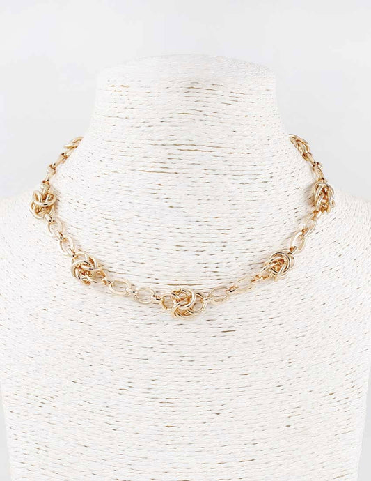 Gold Multi Link Chain Knotted Accent 16"-18" Necklace