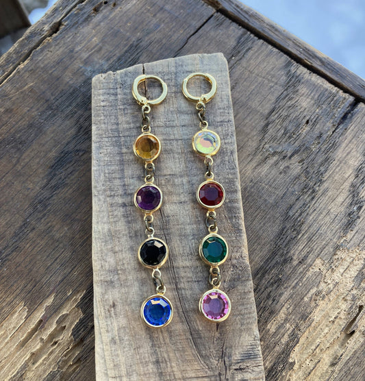 Multi Color Jewel Crystal Bead Huggie Hoops Earrings - Posh Finds