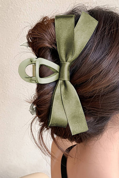 Bow Decor Large Hair Claw Clip: Light French Beige